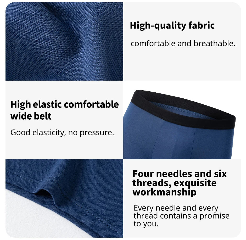 4 Pack European and American MEN'S Solid Color Boxer Underwear Comfortable Swimming Trunks Oversized Juvenile Boxer Underwear