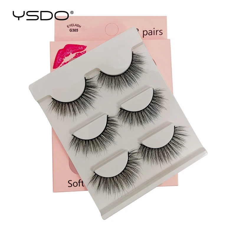YSDO 3/4 Pairs Eyelashes Natural Long 3d Mink Lashes Faux Cils Hand Made Mink Eyelashes Strip Makeup False Lashes Volume Cilios
