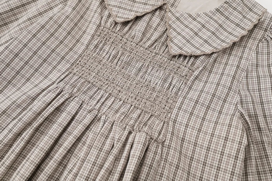 AS  SS26 Heritage collection brown Checked smocking  girls dress knitting boys sister brother family match clothes