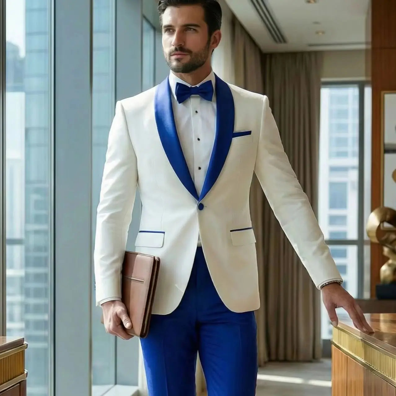 White 2 Pieces Men Suits Slim Fit Shawl Lapel Formal Best Man Wedding Groom Wear Blazer Sets Party Tuxedos Trajes De Hombre
