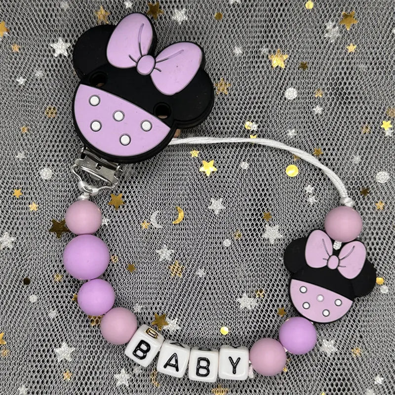 2024 Baby Teether Handmade Personalized Name Pacifier Clips Holder Chains Silicone Pacifier Chain Clips Baby Teething Chain Gift