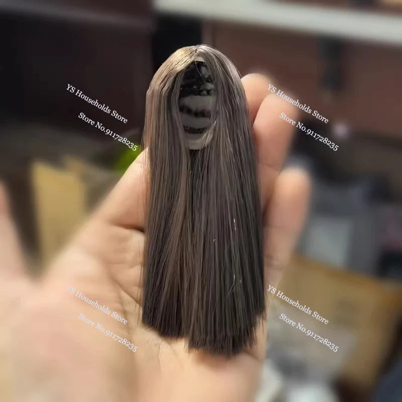 1/6 Female Soldier Head Sculpt Decor Wig Green/Blue/Red/Gray Hair Model Toys Accessory For 12inch Bald Sculpture Decoration