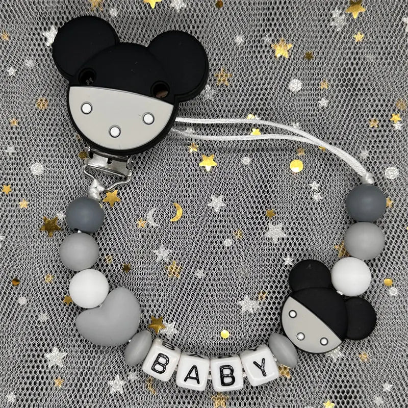 2024 Baby Teether Handmade Personalized Name Pacifier Clips Holder Chains Silicone Pacifier Chain Clips Baby Teething Chain Gift