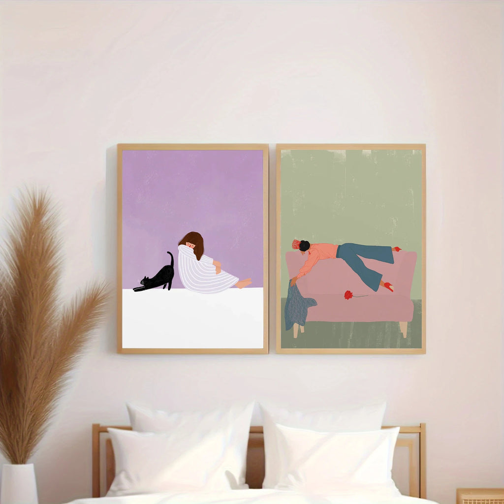 Abstract Mother Hold Her Son Illustration Canvas Print Mother's Day Feminist Wall Art Poster for Modern Nursery Home Decor Gifts