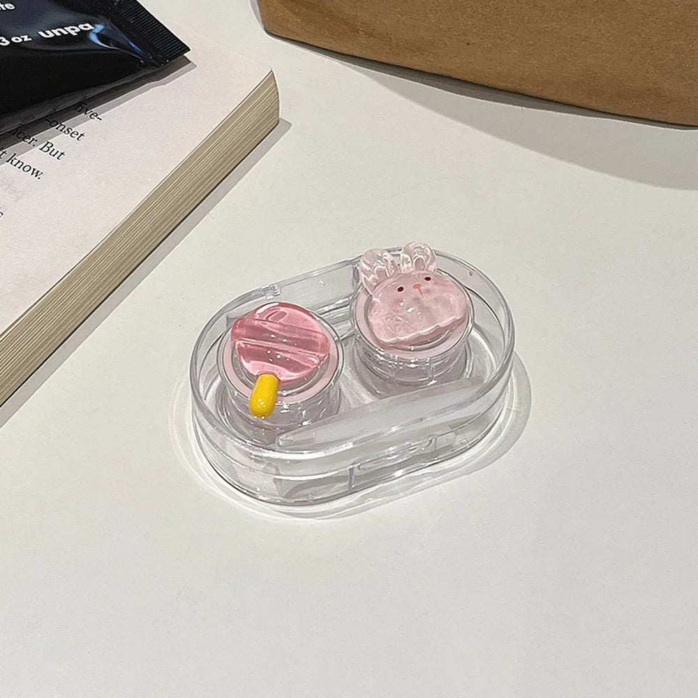 Colored Contact Lenses Box Cute Fashion Contact Lens Box Mini Lens Case Set Popsicle-Shaped Contact Lens Container For Personal