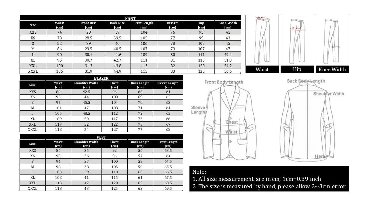 Men's Suit 2pcs Set, Elegant Formal Jacket And Pants, Great Wear for Wedding, Party And Formal Dinner