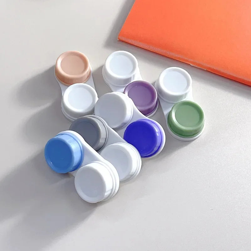 Colored Contact Lens Case Travel Kit Holder Lens Container Box 1 Pcs L+R for Eyes Contacts