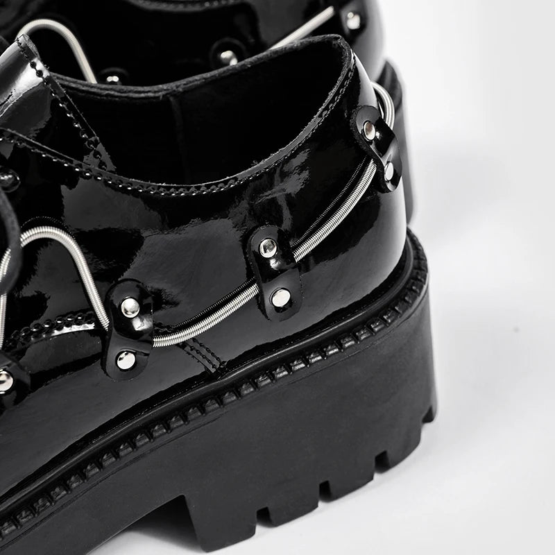 Brand New Black Brogue Shoes Men Classic Platform Oxford Dress Shoes Men Retro Patent Leather Footwear Low-Ankle Party Shoes