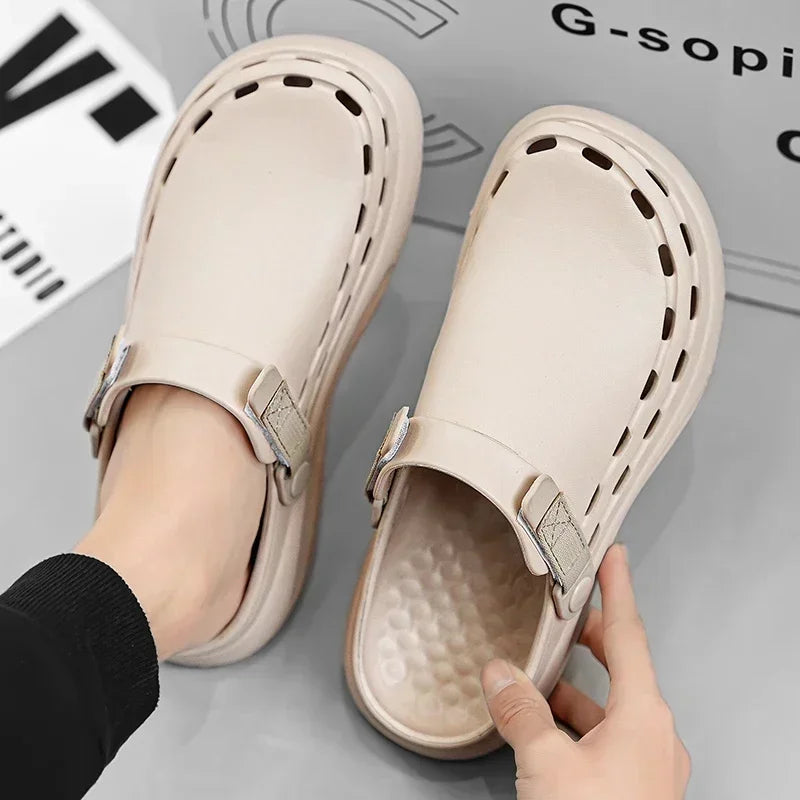 Solid Color Mens Sandals Fashion Trendy Lightweight Outdoor Travel Essentials Beach Shoes Casual Men’s Slippers