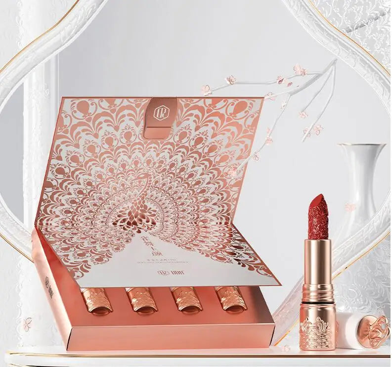 Makeup Lipstick set carved Nude Li pstick Matte Velvet Long Lasting easy to color non-stick cup lip glaze