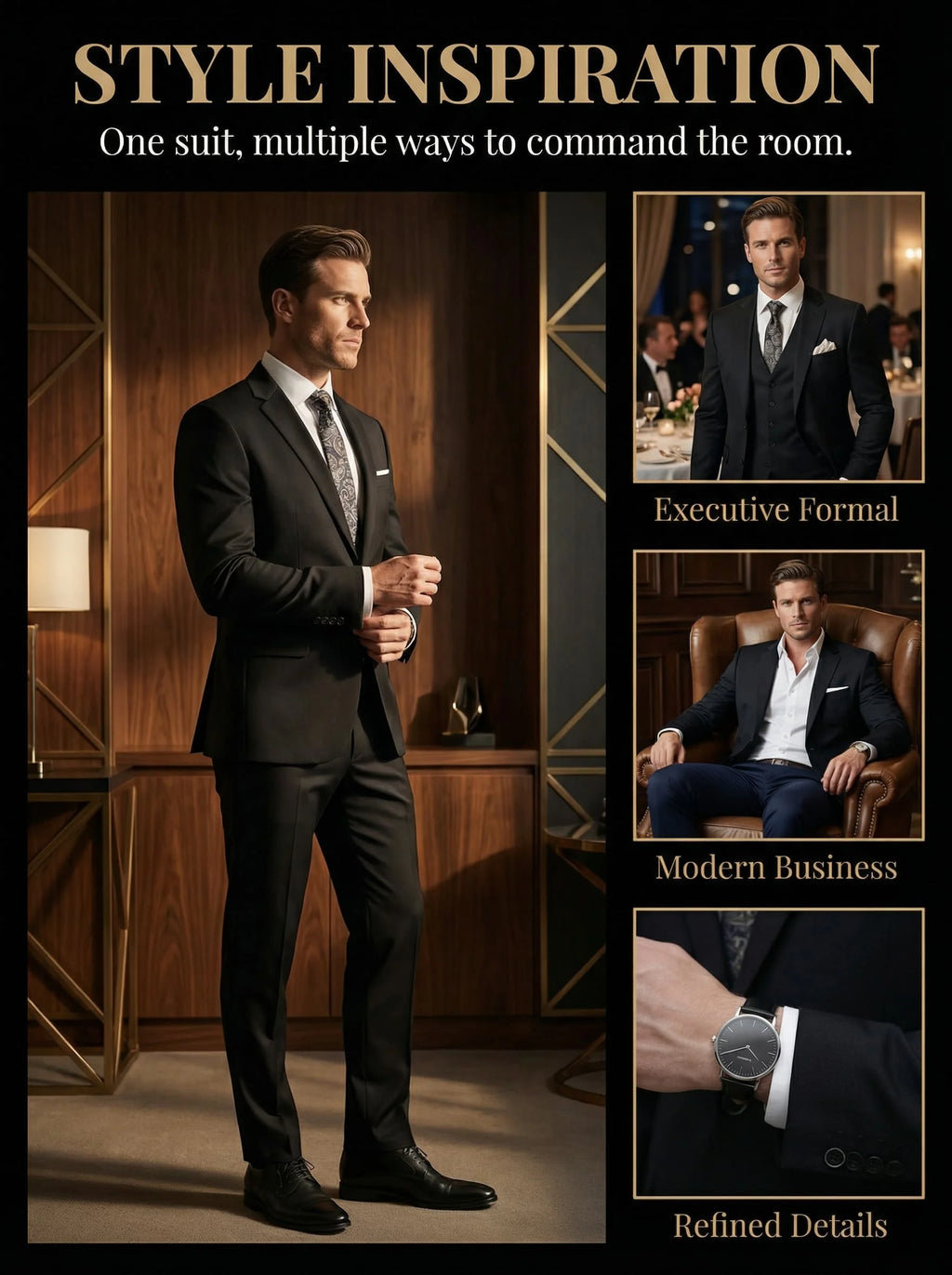 Men's Suit 2pcs Set, Elegant Formal Jacket And Pants, Great Wear for Wedding, Party And Formal Dinner