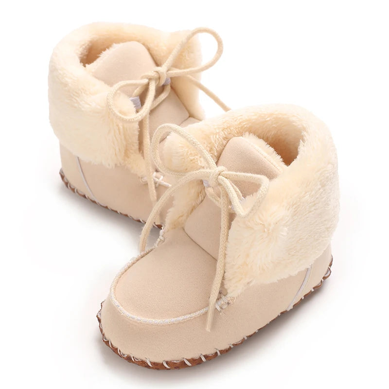 Autumn and Winter Baby Plush Thick Warm Cotton Shoes 0-18 Months Soft Soled Comfortable Non Slip Boots