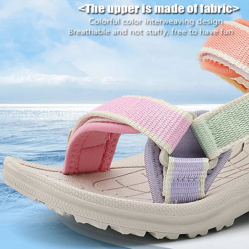 Summer Children Girls' Breathable Sport Sandals Non-Slip Soft Sole Outdoor Beach Shoes Kids Casual Waking Sandals Size 30-38