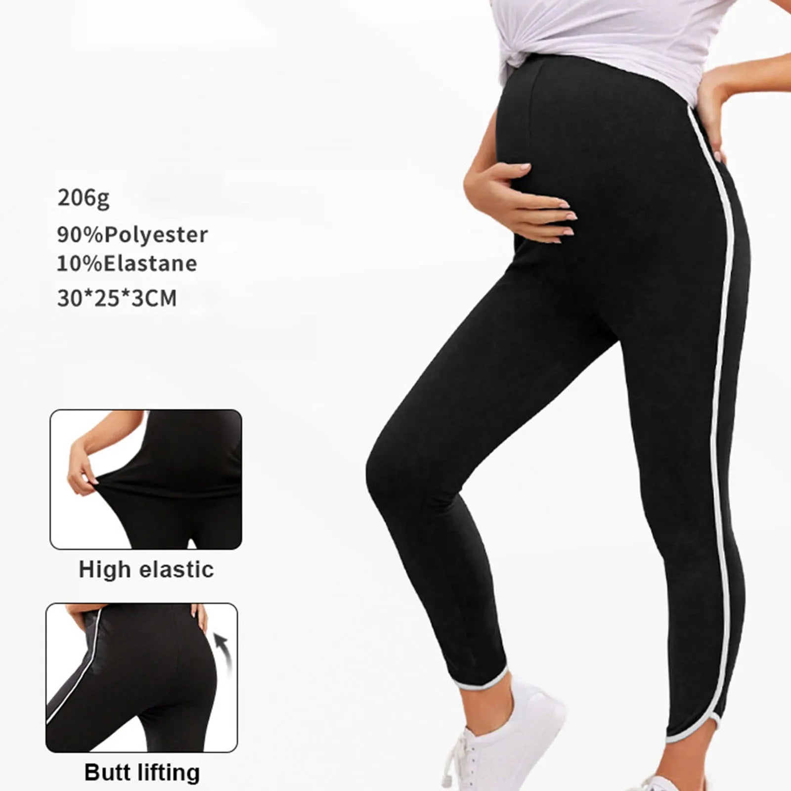 Maternity Pants Over The Belly Yoga Dress Elastic Waistband Stretchy Wide Leg Work Pregnancy Trousers with Pockets Sportswear