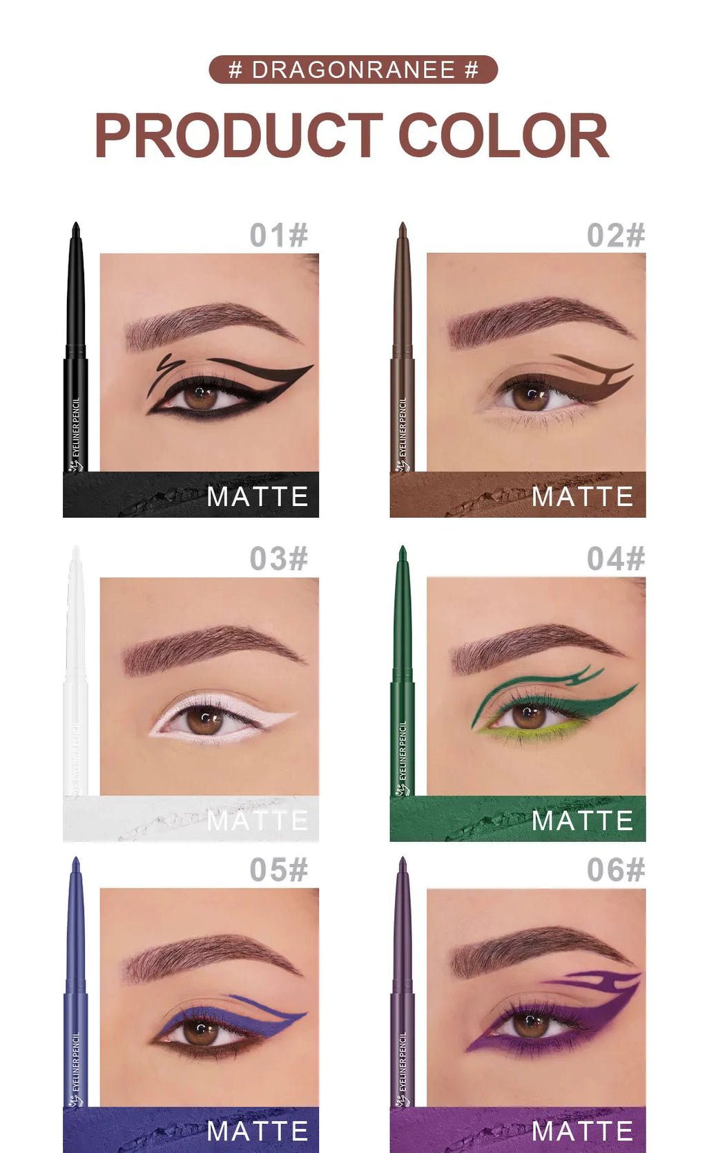 Eyeliner Pen Is Waterproof, Sweat-Proof, and Does Not Smudge, Easy for Beginners to Use, Available in Green, Purple, and Black, Long-Lasting and Does Not Come Off Easily