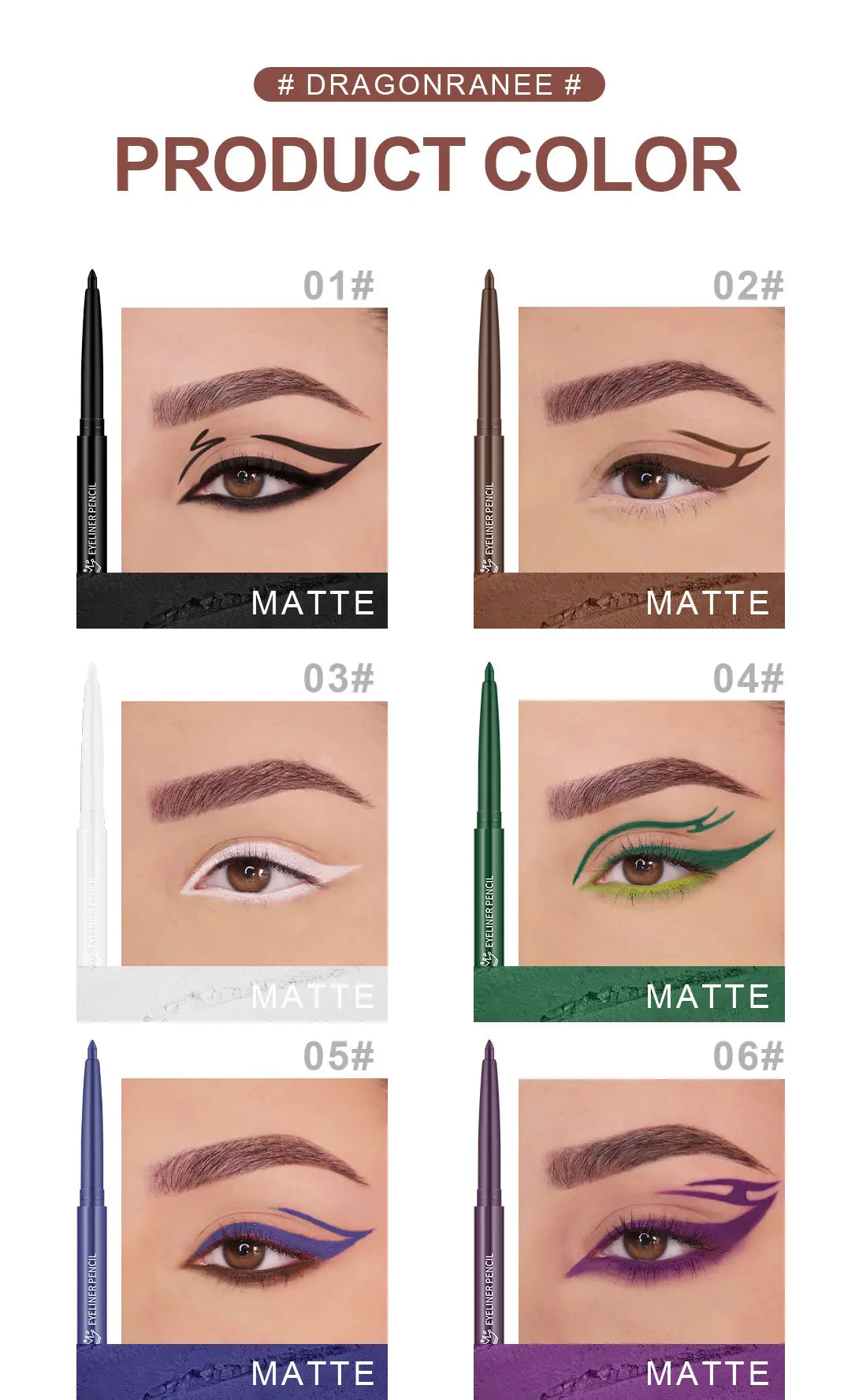 Eyeliner Pen Is Waterproof, Sweat-Proof, and Does Not Smudge, Easy for Beginners to Use, Available in Green, Purple, and Black, Long-Lasting and Does Not Come Off Easily