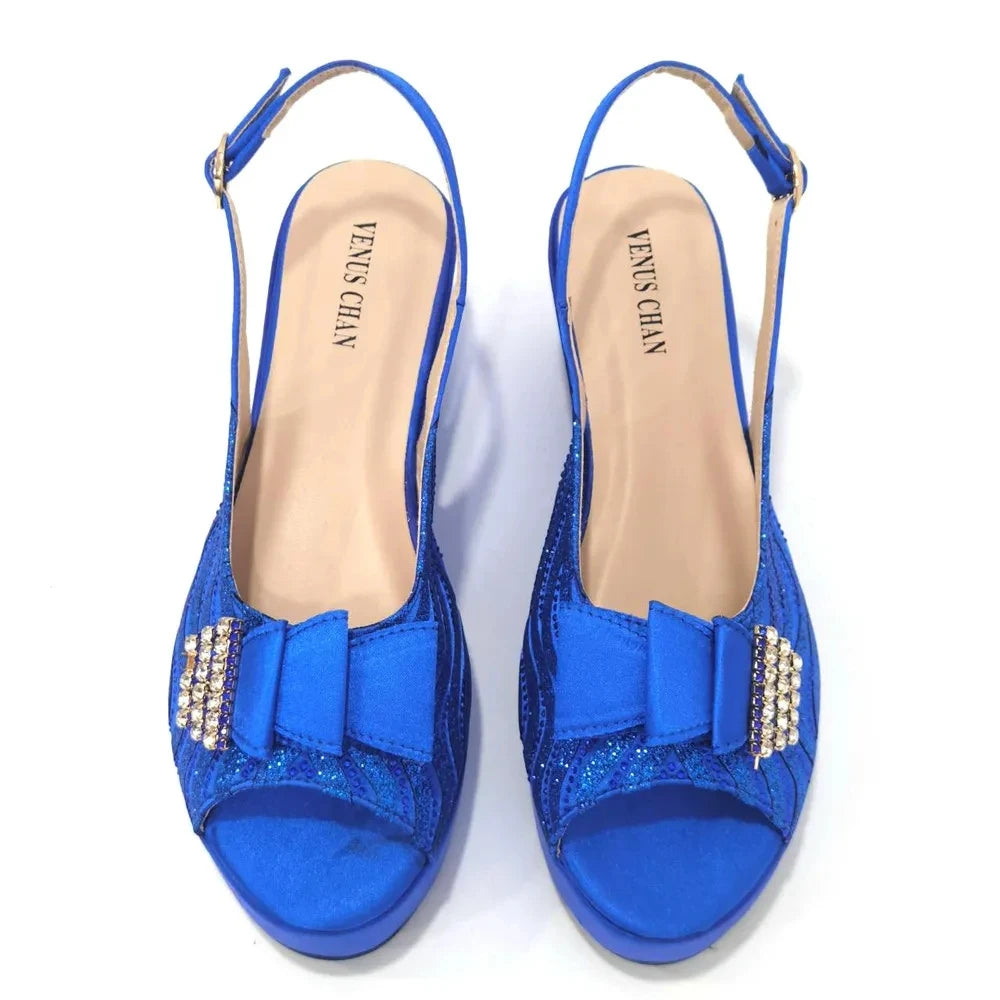 Sandals Italian Fashion Casual Flat Slippers Hollowed Out With Diamonds Women's Shoes African Party Outdoor Shoes