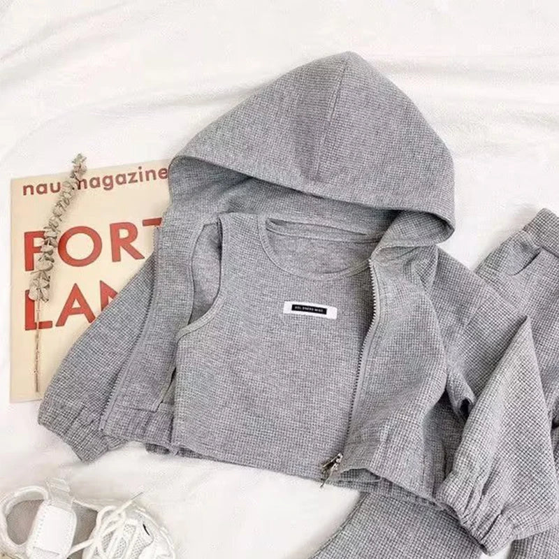 Girls Clothing Sets Toddler Baby Girls Clothes 3Pcs Outfit Kids Suit Clothes Knit Tops +Flared Pants+Coat Comfortable