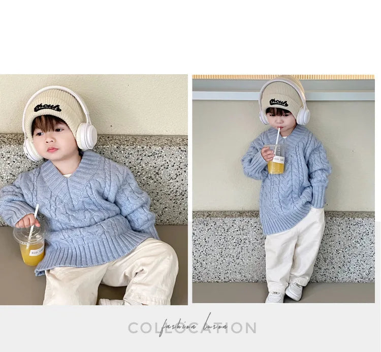 Mother And Daughter Sweater Mom And Son Matching Clothes Equal Korean Fashion Children's Clothing Women Winter Knit Tops Jumper