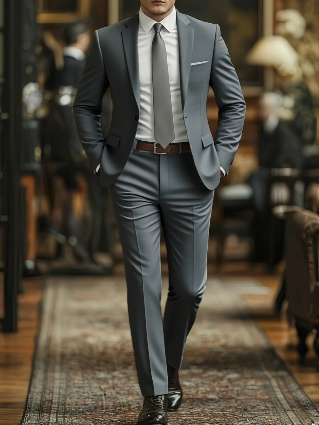 Men's Suit 2pcs Set, Elegant Formal Jacket And Pants, Great Wear for Wedding, Party And Formal Dinner