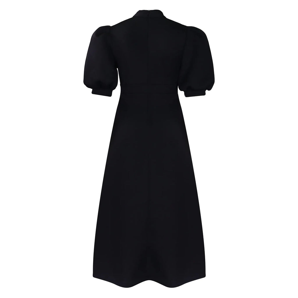 Elegant Party Dresses for Woman 2024 Luxury Bow Collar Short Sleeve High Waisted A Line Pleated Ankle Length Birthday Party Robe