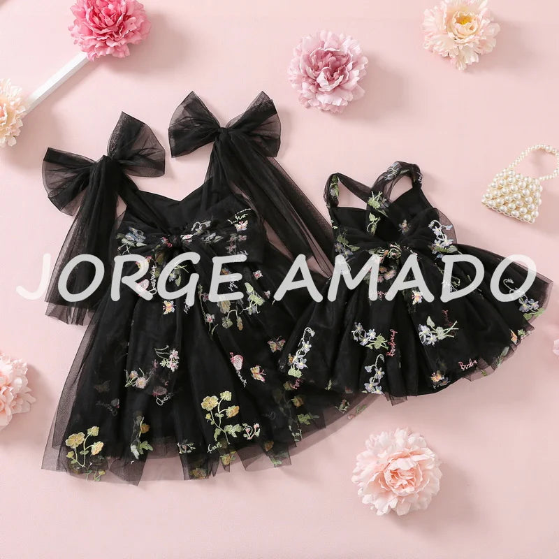 2026 Easter Kids Dress Girl Summer Dress Floral Bow Sleeveless Dance Performance Dress Girls Clothes E1236