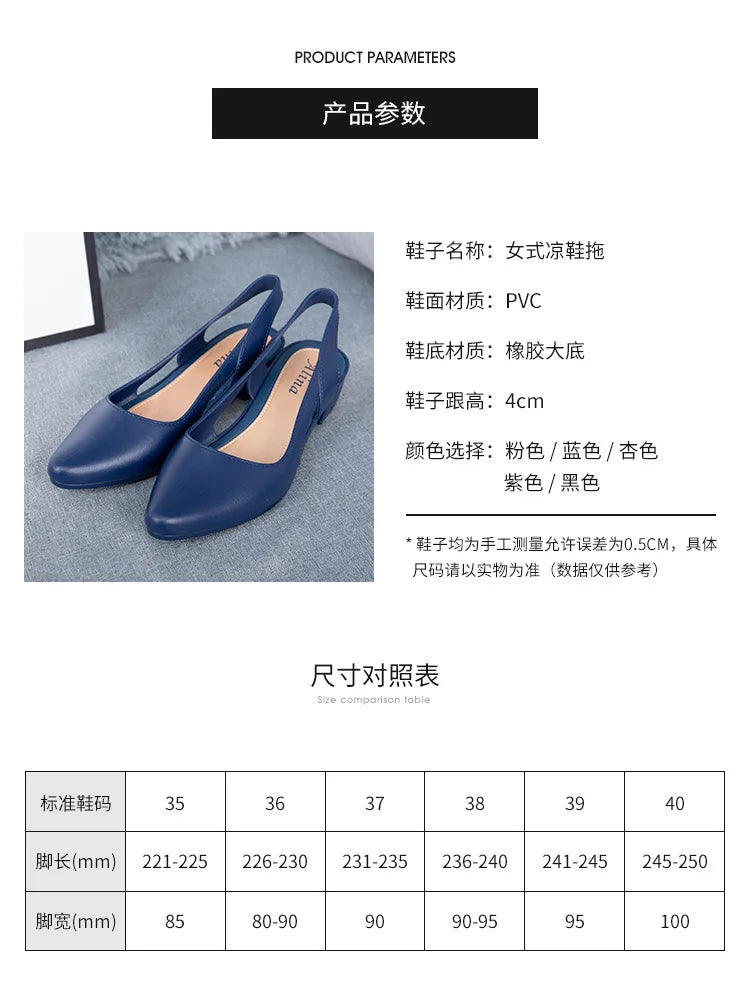Sandals  Fashion New Elegant Women Shallow Mouth Medium Low Heel Non-slip Shoes Breathable Casual Comfortable Jelly Sandals