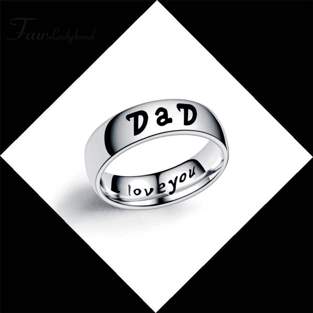 FairLadyHood Classic Stainless Steel Rings "love You MOM DaD SON DAUGHTER" Family Member Rings For Women Man Rings Jewelry