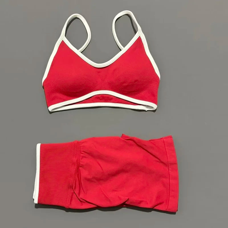 2 Piece Workout Sets Women High Stretch Scrunch Butt Ignite Shorts Sports Bra Gym Fitness Jogging Cycling Active Sports Suits
