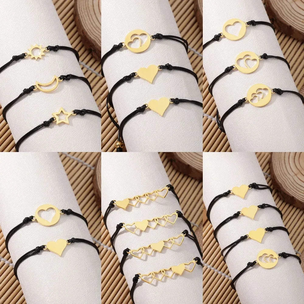 1Set Mother Daughter Bracelets Friendship Best Friend Rope Chain Thread Bracelet Cards Lover Gift Heart Christmas Men Jewelry