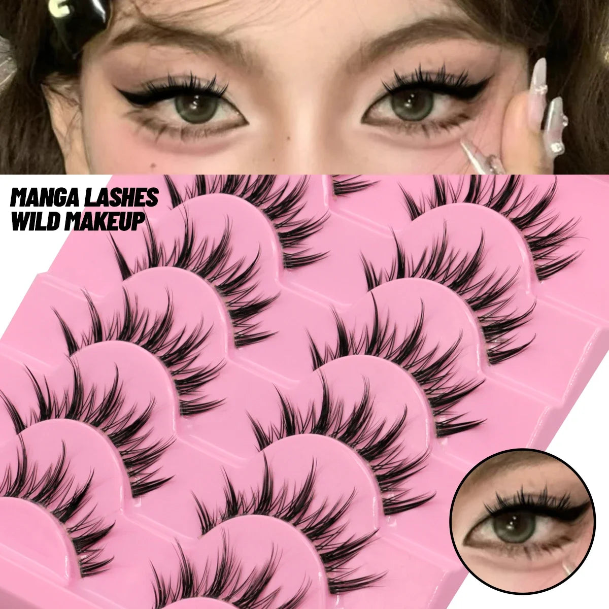 Veltrinay Natural False Eyelashes Manga Lashes 3d Faux Mink Lashes Look Realistic Soft Cross Lashes Fake Lashes Makeup