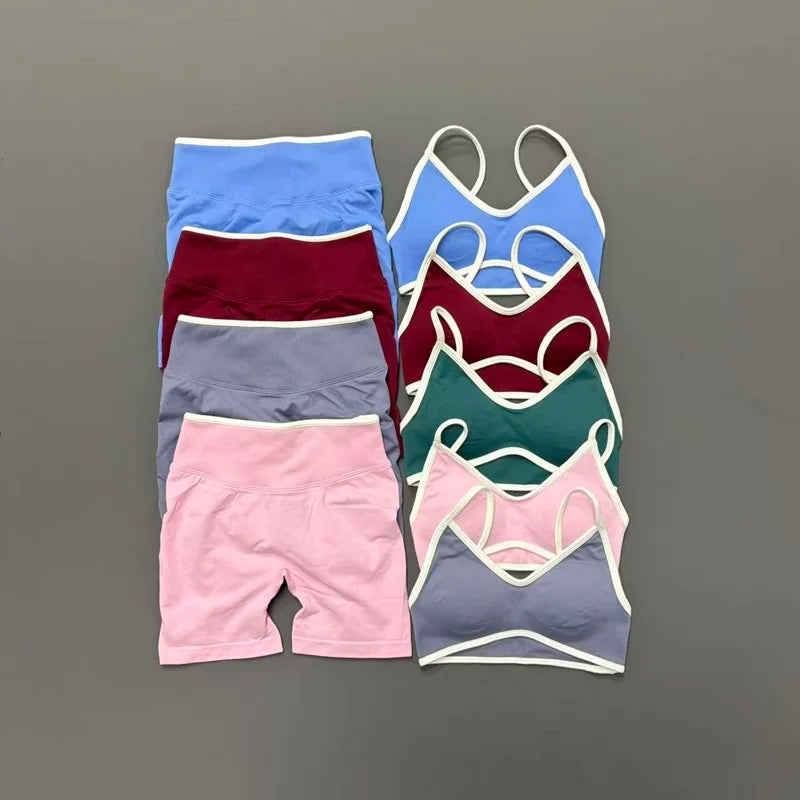 2 Piece Workout Sets Women High Stretch Scrunch Butt Ignite Shorts Sports Bra Gym Fitness Jogging Cycling Active Sports Suits