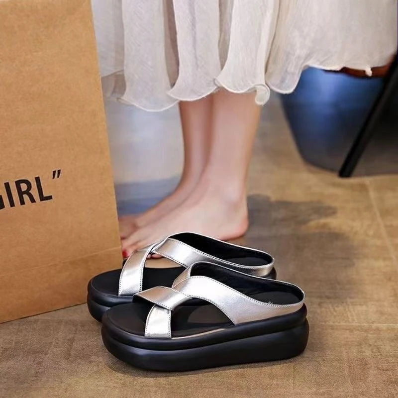 Women's Beach Sandals  New Thick Bottom Soft Sole Dress Fashionable Summer Platform Outdoor Slippers Sandalias De Mujer