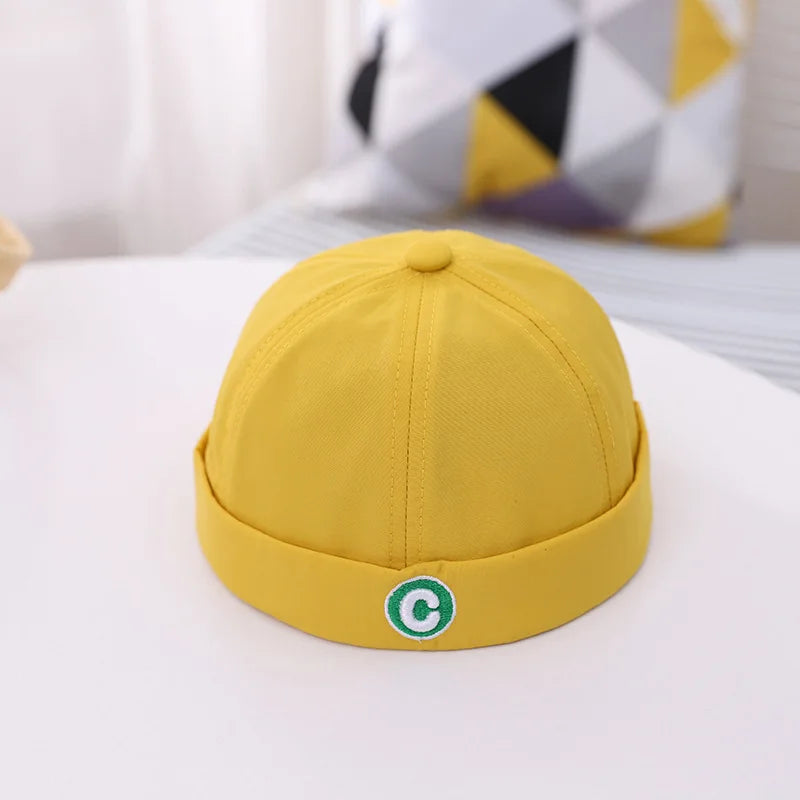 New Letters Printed Baby Brimless Hat Solid Color Boys Girls Hip Hop Caps Harajuku Cool Adjustable Kids Beanie Hats