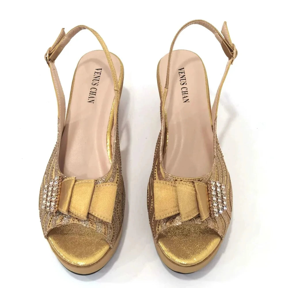 Sandals Italian Fashion Casual Flat Slippers Hollowed Out With Diamonds Women's Shoes African Party Outdoor Shoes
