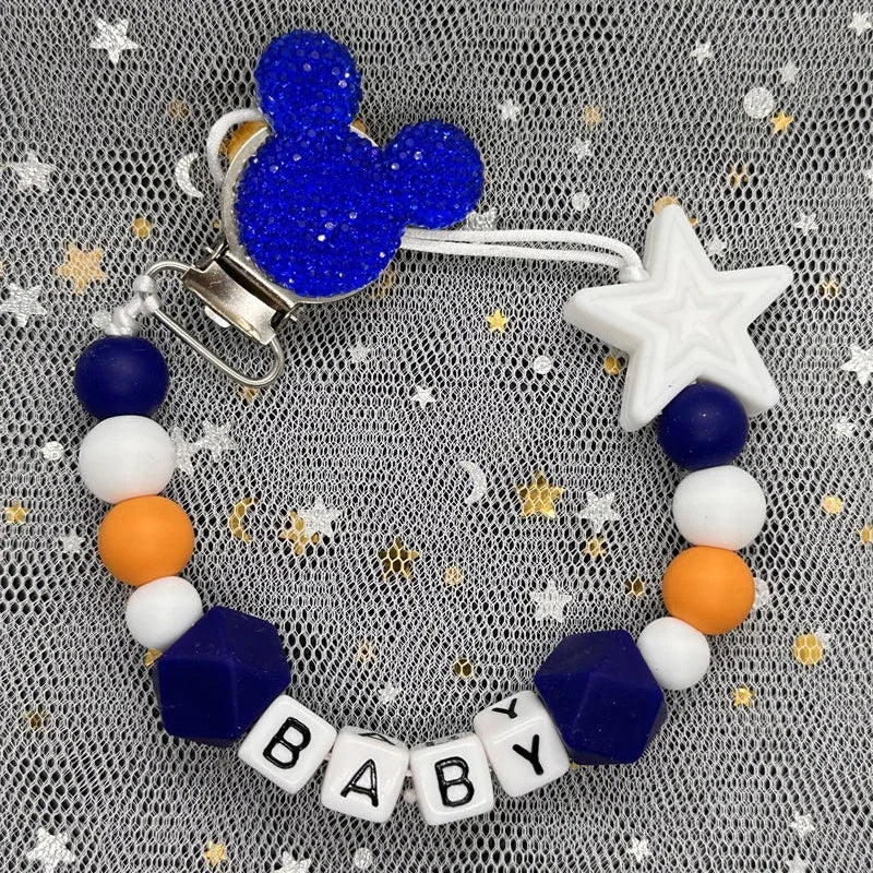2024 Baby Teether Handmade Personalized Name Pacifier Clips Holder Chains Silicone Pacifier Chain Clips Baby Teething Chain Gift