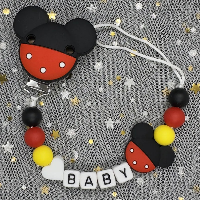 2024 Baby Teether Handmade Personalized Name Pacifier Clips Holder Chains Silicone Pacifier Chain Clips Baby Teething Chain Gift