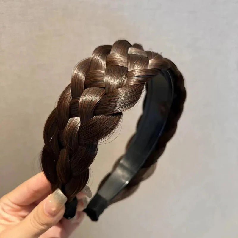 2023 Wig Headbands for Women Wide Fishbone Braids Hairbands Handmade Head Hoop Hair Styling Headwear Accessories Gift