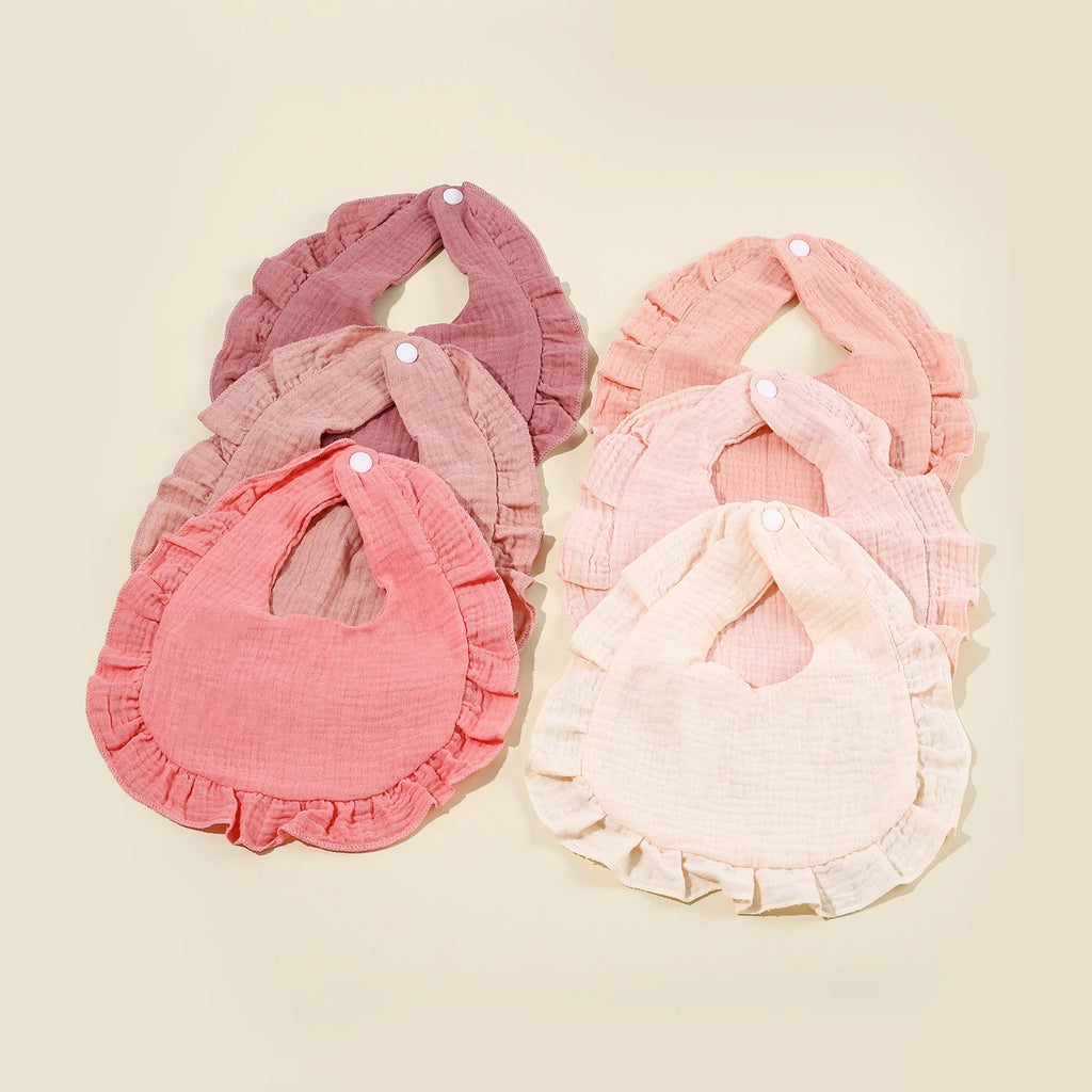 Hot Sale Children Bib Set Cotton Muslin Toddler Baby Comfort Saliva  Color Dorp Shape Towel Solid With Button Kid Bibs