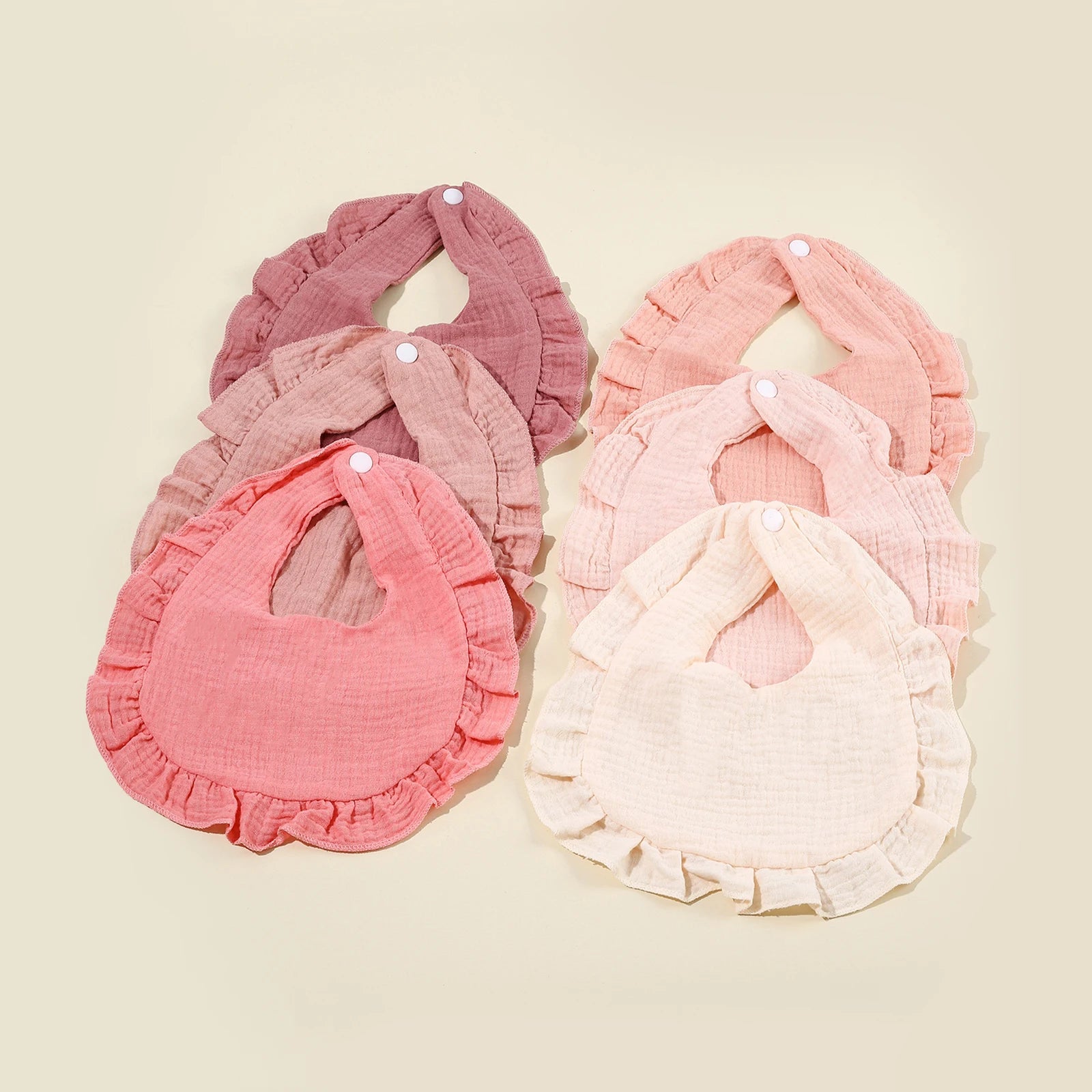 Hot Sale Children Bib Set Cotton Muslin Toddler Baby Comfort Saliva  Color Dorp Shape Towel Solid With Button Kid Bibs