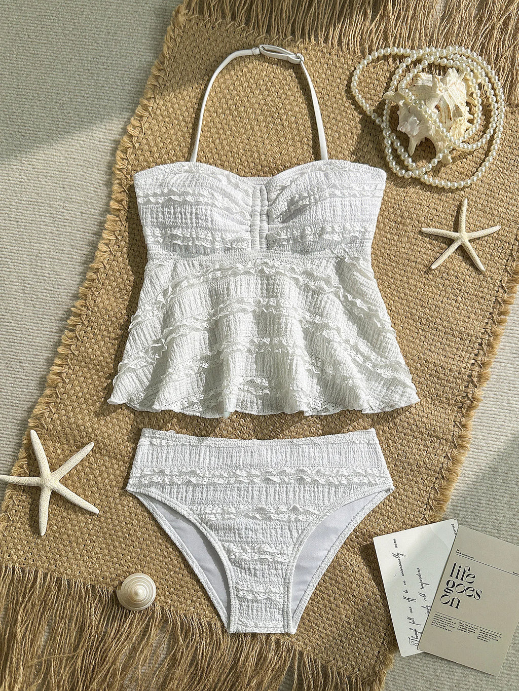 2pcs Tween Girl Black White Color Bikini Swimsuit Set Solid Color Swimwear For Children Girls for Summer Beach Holidays Outfit