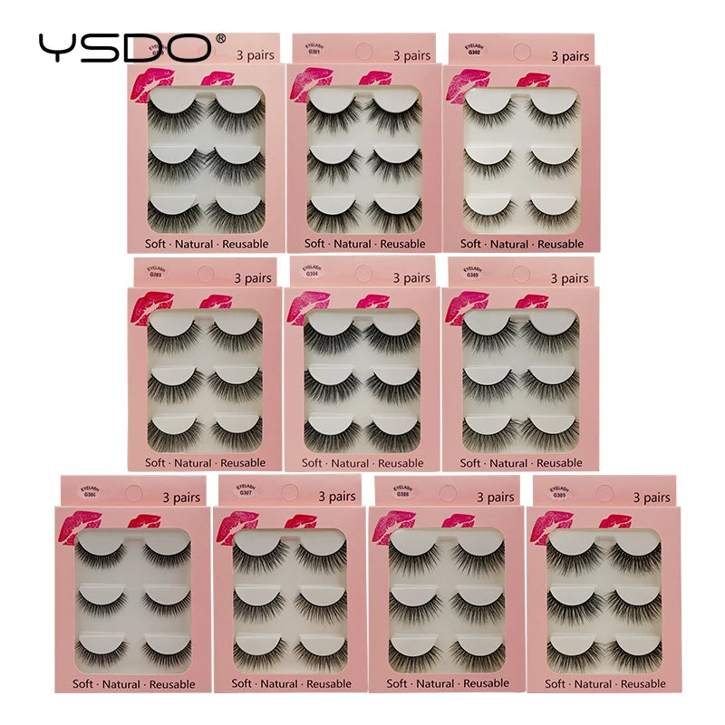 YSDO 3/4 Pairs Eyelashes Natural Long 3d Mink Lashes Faux Cils Hand Made Mink Eyelashes Strip Makeup False Lashes Volume Cilios