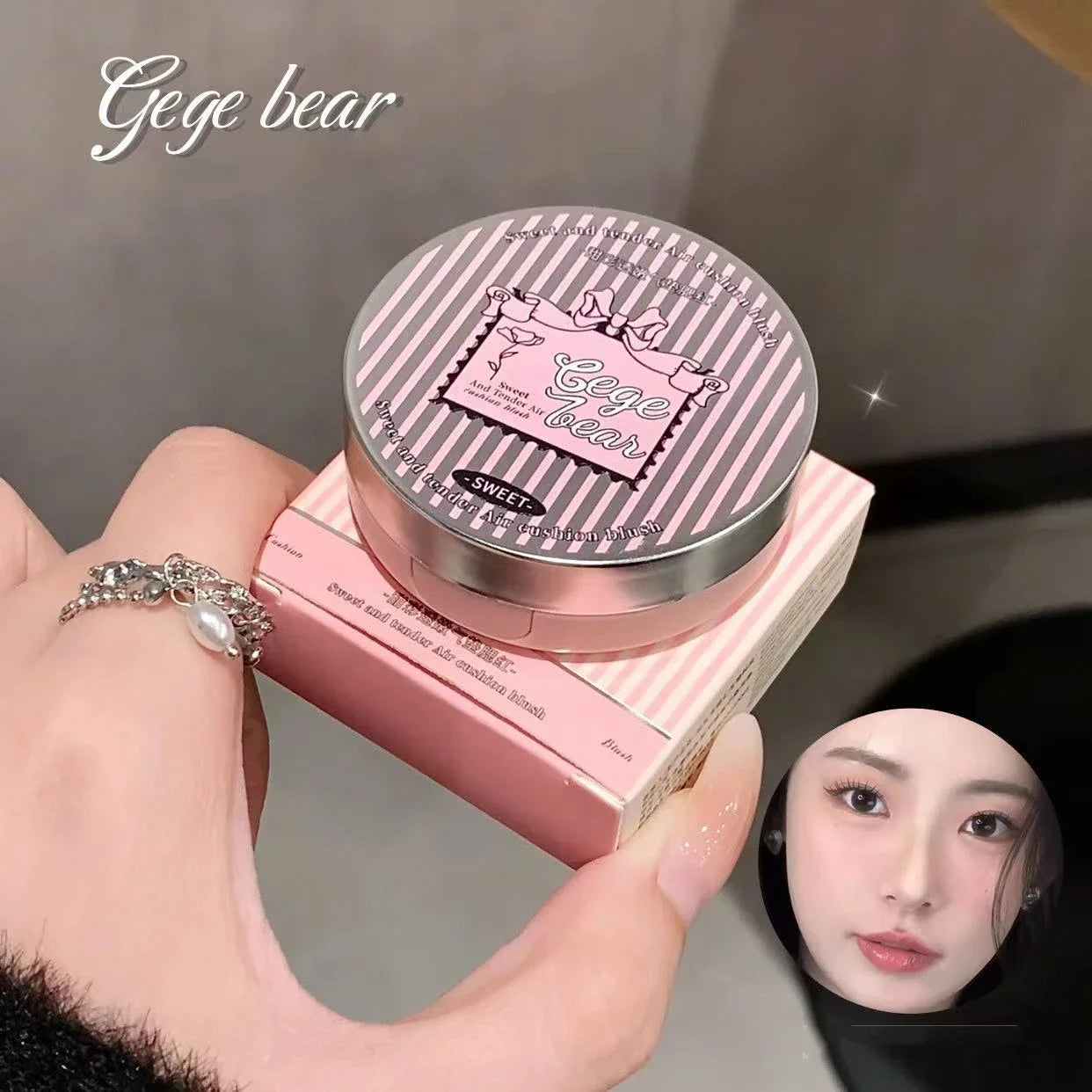 Cute Liquid Blusher Air Cushion Nude Natural Face Brighten Apricot Peach Tint Blush Shading Rouge Rubor Korean Makeup Cosmetics
