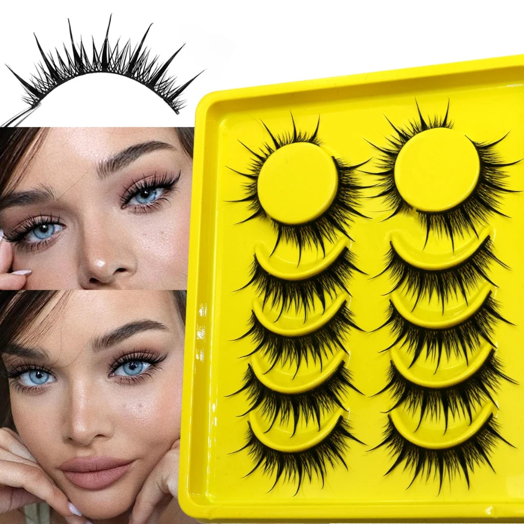 VELTRINAY Manga Lashes False Lashes Dramatic Faux Mink Lashes Wispy Natural Look Fox Eye Lashes Fake Lashes Makeup