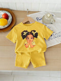 In 2026, casual and comfortable children's clothing featuring cute cartoon designs for little girls includes a yellow printed to