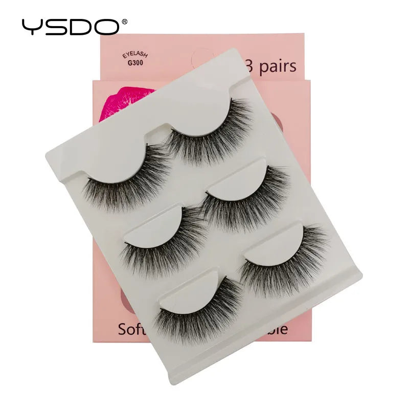 YSDO 3/4 Pairs Eyelashes Natural Long 3d Mink Lashes Faux Cils Hand Made Mink Eyelashes Strip Makeup False Lashes Volume Cilios