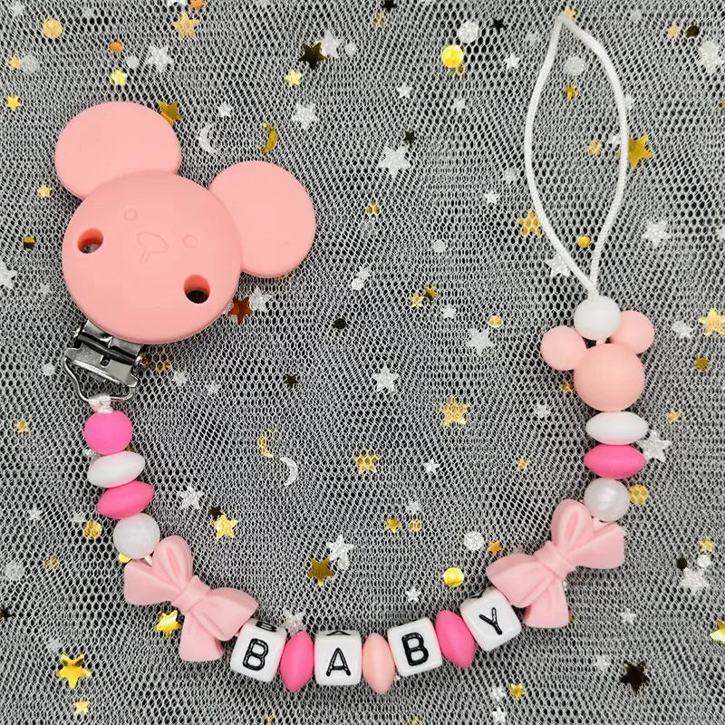 2024 Baby Teether Handmade Personalized Name Pacifier Clips Holder Chains Silicone Pacifier Chain Clips Baby Teething Chain Gift