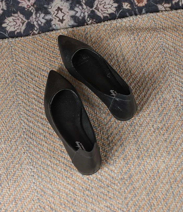 Black Woman Footwear Office Flat Shoes For Women Pointed Toe Fashion Leather Casual Moccasins Flats Fashion Young Korean Style L