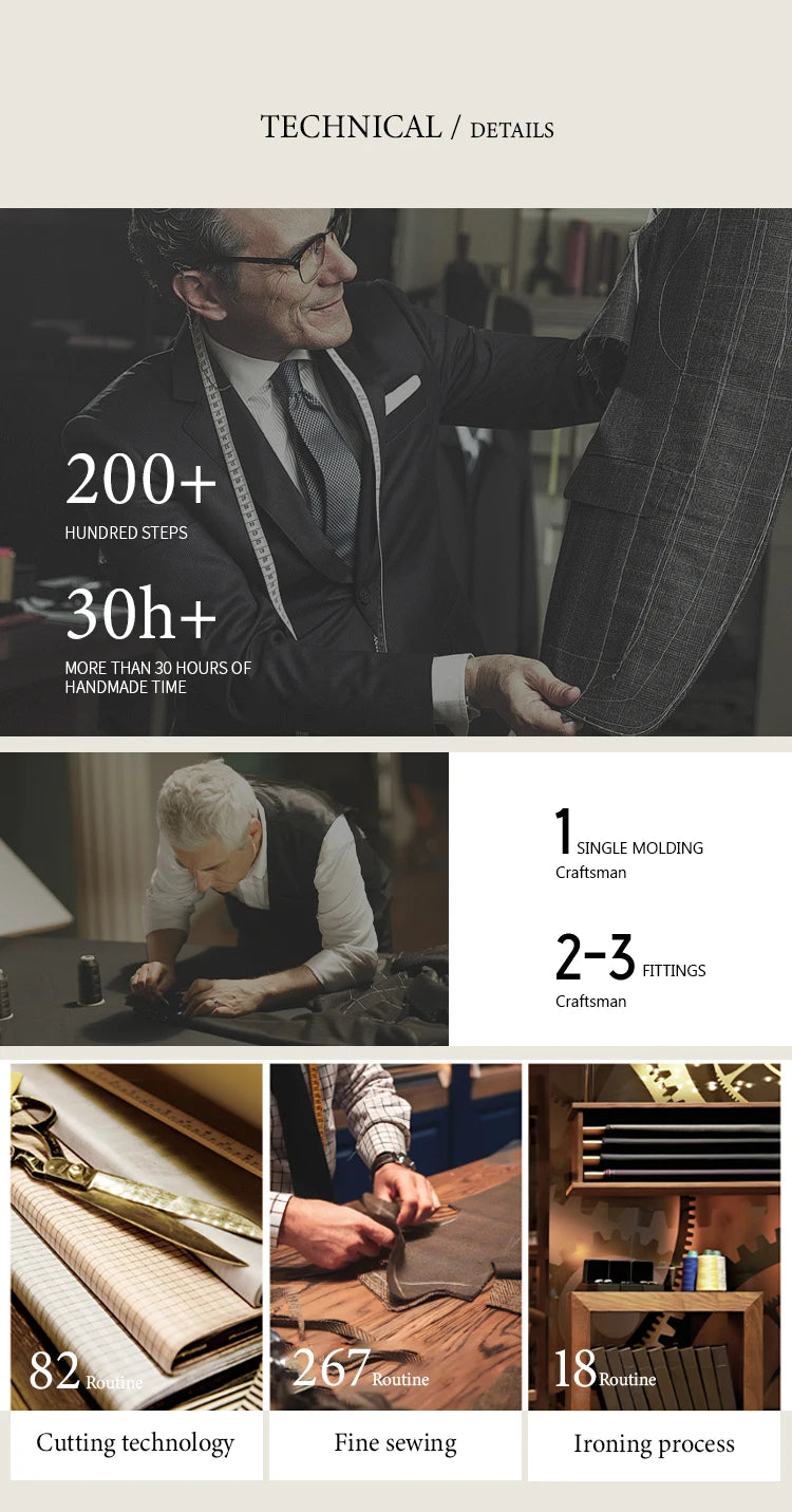 elegant man suits high quality 3 piece （Jacket + vest + pants）slim fit formal office and leisure banquet groom's suit