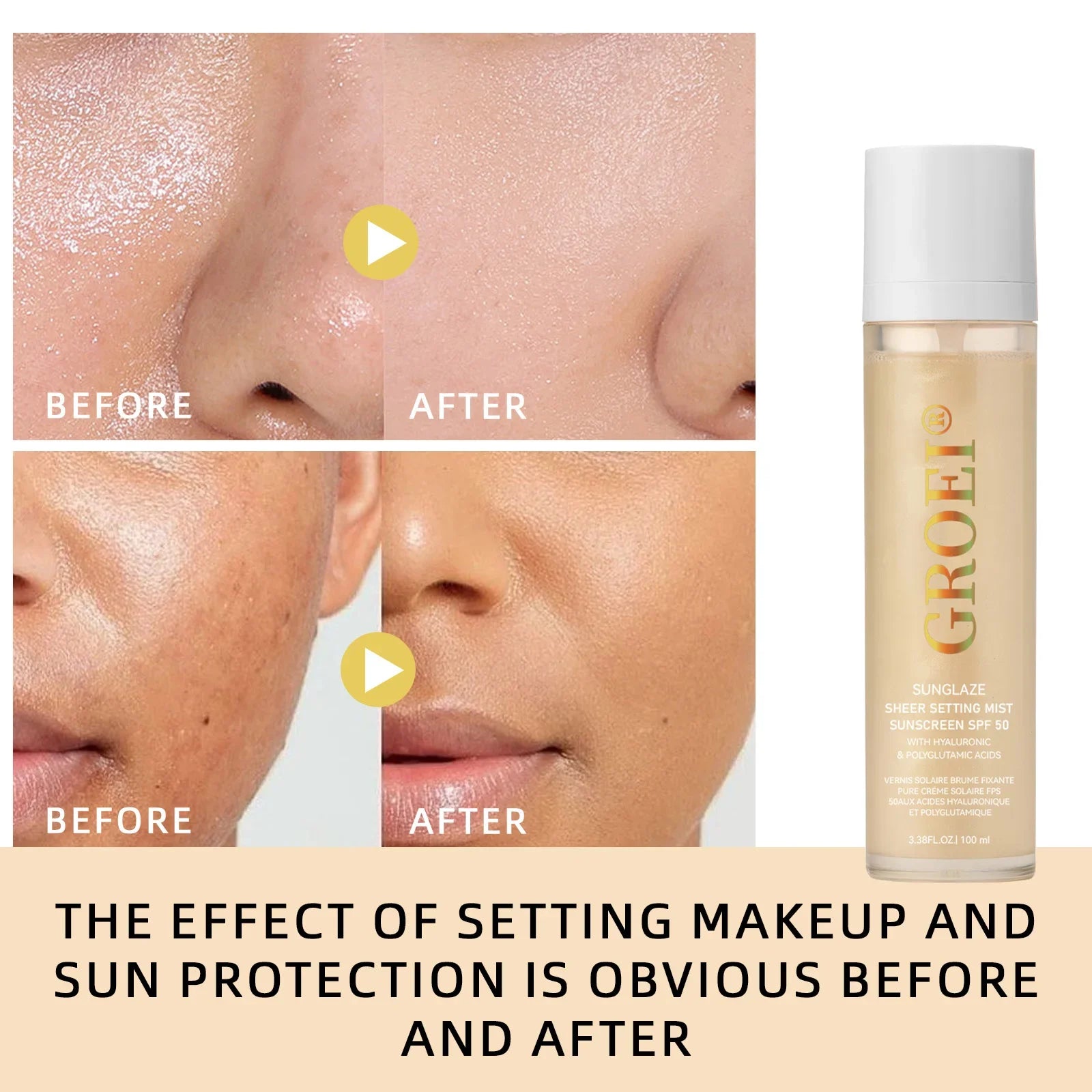 Marie Spray Fijador con Protector Solar SPF 50 100ml — Bruma Facial Ligera, Transparente, No Grasosa y Refrescante para el Cuidado de la Piel